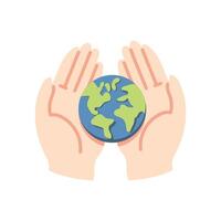 Hands holding world earth vector