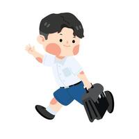 Boy running to school cartoon vector