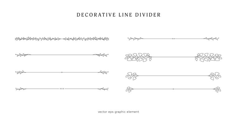 nature floral vine line divider for text layout separator decoration vector element set