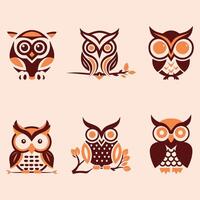 minimalist and cute vector logo set of owl