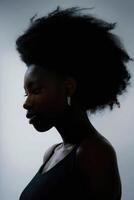 AI generated Beautiful Afro American woman silhouette portrait photo