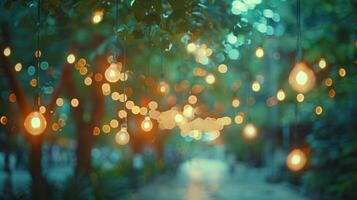 ai generado borroso imagen capturar un tiempo de día festival en un jardín con bokeh efecto, ideal para antecedentes utilizar foto