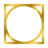 Gold shiny glowing vintage square and circle frame with shadows isolated on white background. Gold realistic square border. Vector illustration