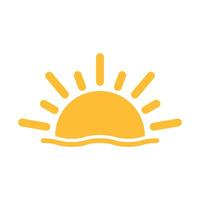 un medio sol está poniendo el concepto de puesta de sol de vector de icono hacia abajo para diseño gráfico, logotipo, sitio web, medios sociales, aplicación móvil, ilustración de interfaz de usuario