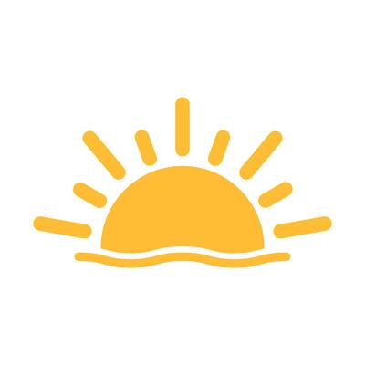 A half sun is setting downwards icon vector sunset concept for graphic design, logo, website, social media, mobile app, UI illustration