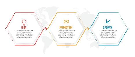 geometric style three step infographic process diagram template vector