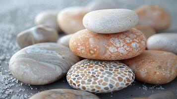 AI generated Elegant Spa Stones with Sea Salt photo