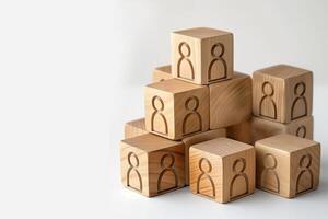 AI generated Wooden Blocks person icon for business Concept photo