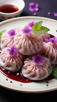 AI generated Purple dumpling traditional meal food photo