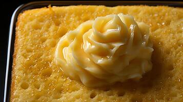 AI generated Cornbread soft cake meal for dessert snack photo