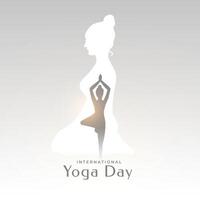 21 junio mundo yoga día evento antecedentes con mujer silueta vector