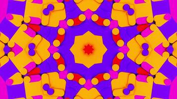 Colorful abstract pattern with yellow and pink flower. Kaleidoscope VJ loop video