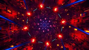 Neon Tunnel Flight Through Hyperspace. Infinitely looped animation video