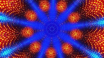 Blue and orange starburst with light. Kaleidoscope VJ loop video