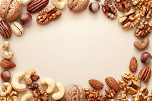 AI generated mixed nuts day greeting card professional advertising food photography photo