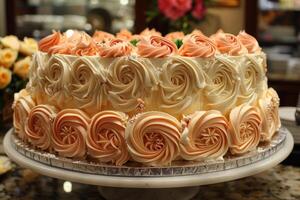 AI generated beautiful decorated cake design professional advertising food photography photo