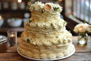 AI generated beautiful decorated cake design professional advertising food photography photo