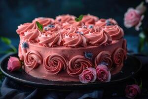 AI generated beautiful decorated cake design professional advertising food photography photo