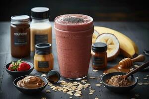 AI generated a protein shake filled with a smoothie professional advertising food photography photo