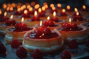 AI generated ultimate birthday cake with candle professional advertising food photography photo