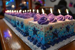 AI generated ultimate birthday cake with candle professional advertising food photography photo