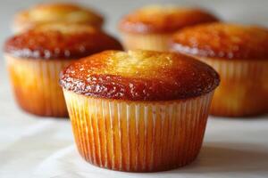 AI generated fresh muffin is served at the kitchen table professional advertising food photography photo