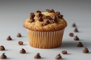 AI generated fresh muffin is served at the kitchen table professional advertising food photography photo