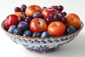 AI generated breakfast with a fresh fruits bowl advertising food photography photo