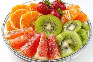 AI generated breakfast with a fresh fruits bowl advertising food photography photo