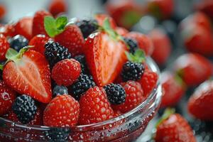 AI generated breakfast with a fresh fruits bowl advertising food photography photo