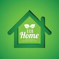 papercut style bio friendly eco home icon background design vector