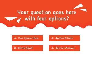 multiple option choice template for trivia game and test exam vector