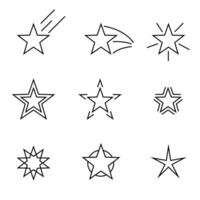 flat style different shape star icon element in collection vector