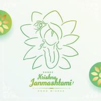 line style janmashtami festival beautiful wishes card vector