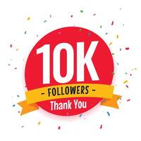 10000 followers social media celebration thank you template with colorful confetti vector