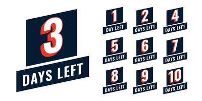 days left countdown timer in flat style design vector
