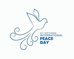creativo internacional paz día mensaje póster en línea estilo vector