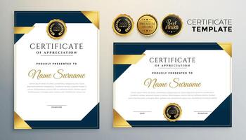 modern certificate template set with geometric shapes vector