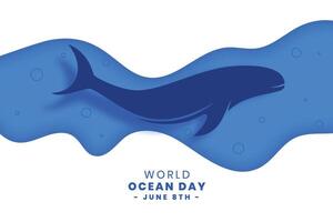 celebrate world ocean day background with lovely whale design vector