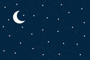 beautiful moon and star nighttime background design vector