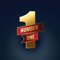 golden number 1 or one champion template design vector