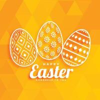 happy easter flat card with decorative eggs vector