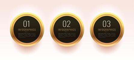 three step business infographic banner with golden effect vector