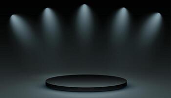 empty 3d podium stand dark background with glowing spotlight effect vector