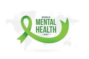 international mental health day awareness poster with world map design vector