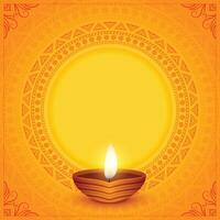 happy diwali greeting background with oil diya and image or text space vector