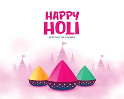 colorful holi gulal background with temples vector