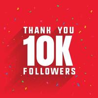 modern 10k social media followers celebration background with confetti vector
