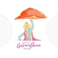 happy govardhan puja celebration background for lord krishna worship vector