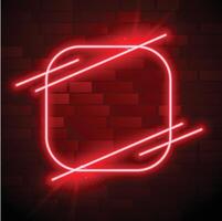 rounded square red neon frame with text space vector